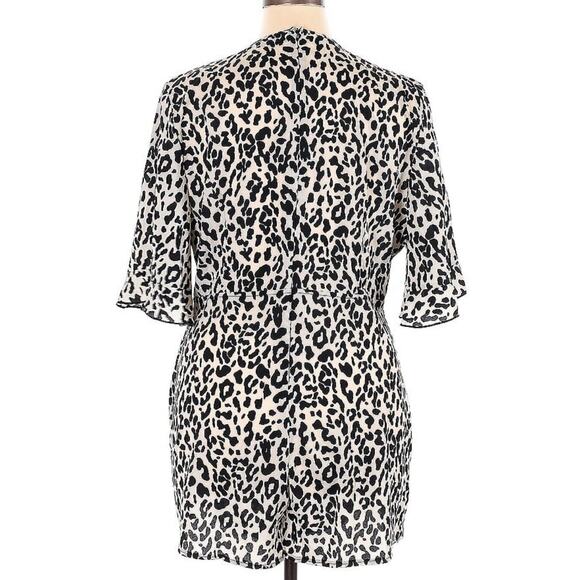 Shein Curves One Piece Halter Romper Shorts Black Beige Cheetah Plus Size 1X EUC - Picture 2 of 2